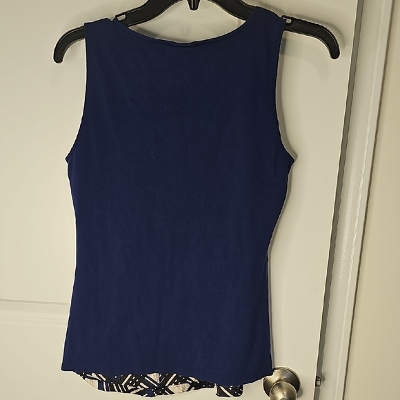Ann Taylor Blue and Black Geometric Tank Top - Picture 3 of 5